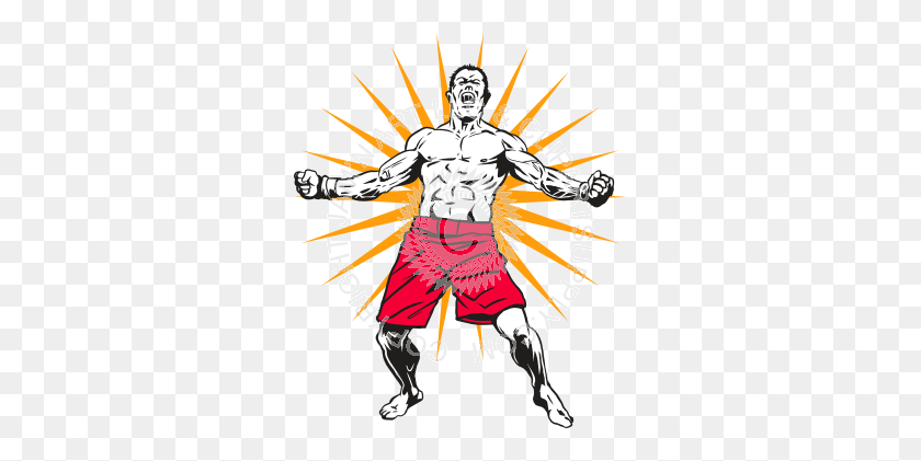303x361 Mma Fighter With Star Background - Mma Clipart