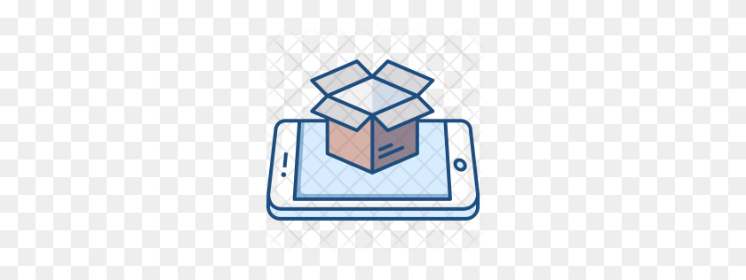 256x256 Mobile, Concept, Package, Open, Box, Logistic, Smartphone Icon - Open Box PNG