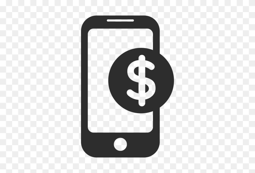 512x512 Мобильный Платеж Черно-Белый Значок - Белый Телефон Png