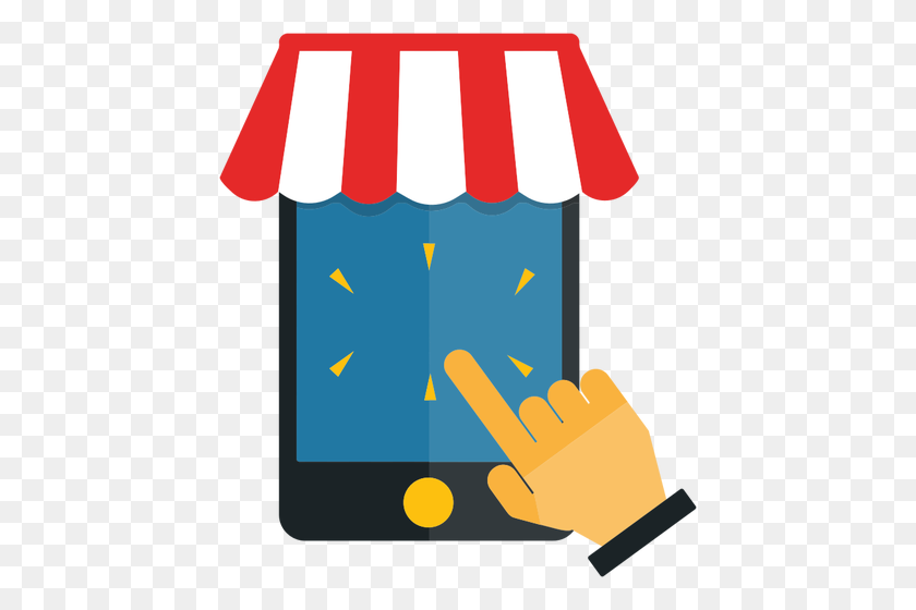 438x500 Mobile Shopping Illustration - Shopping Mall Clipart