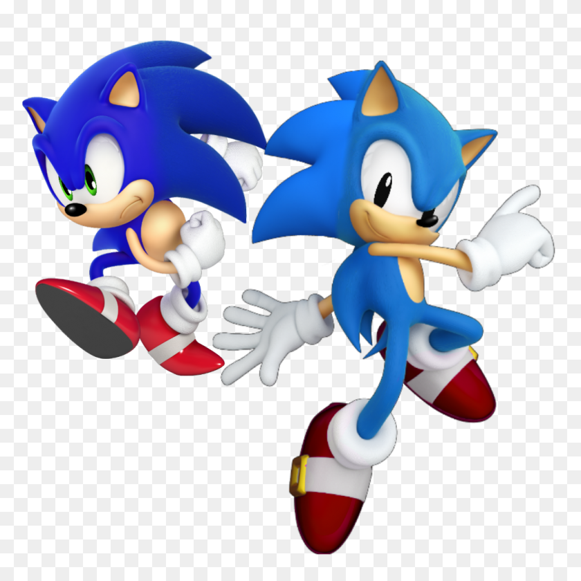 1024x1024 Sonic Moderno Y Clásico Pero Seriamente Maldito Sonicthehedgehog - Clásico Sonic Png