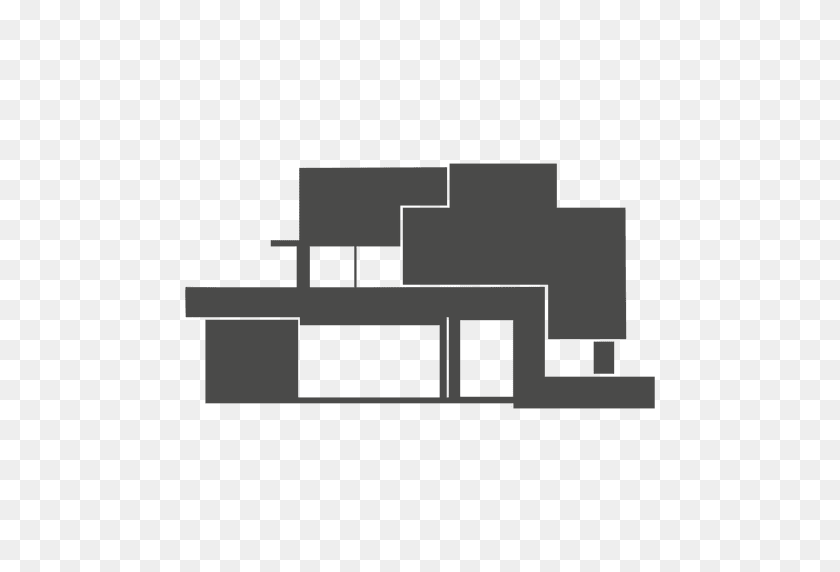 512x512 Modern House Silhouette - White House PNG