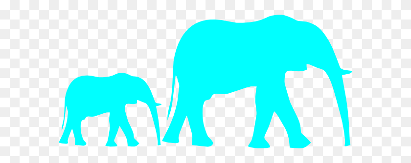 600x274 Mamá Y Bebé Elefante Azul Clipart - Mamá Blanco Y Negro Clipart