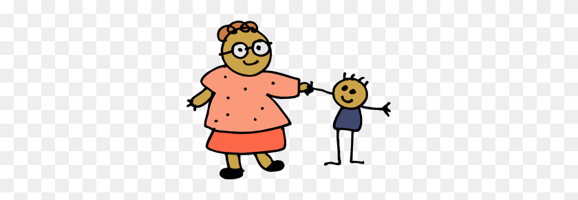 297x231 Mom Holding Childs Hand Clip Art Free Vector - Teacher Working With Students Clipart