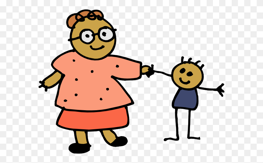 594x462 Mom Holding Childs Hand Clip Art Free Vector - Mom And Kid Clipart