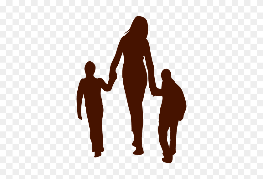 512x512 Mamá Caminando Con Dos Niños - Gente Caminando Png