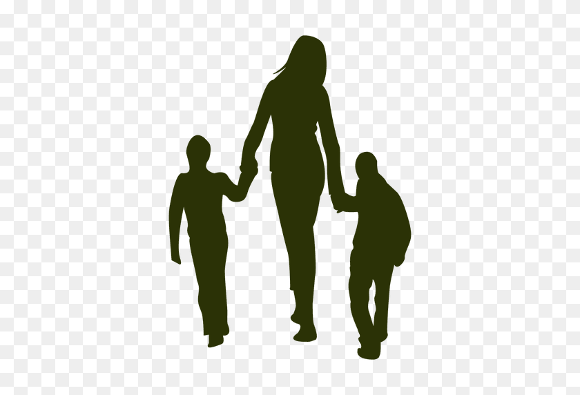 512x512 Mom With Children Silhouette - Children PNG