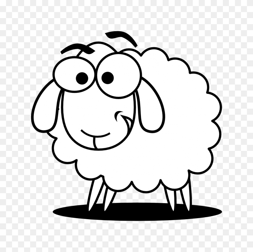 999x993 Mom's Sheep, Art And Clip Art - Path Clipart Black And White