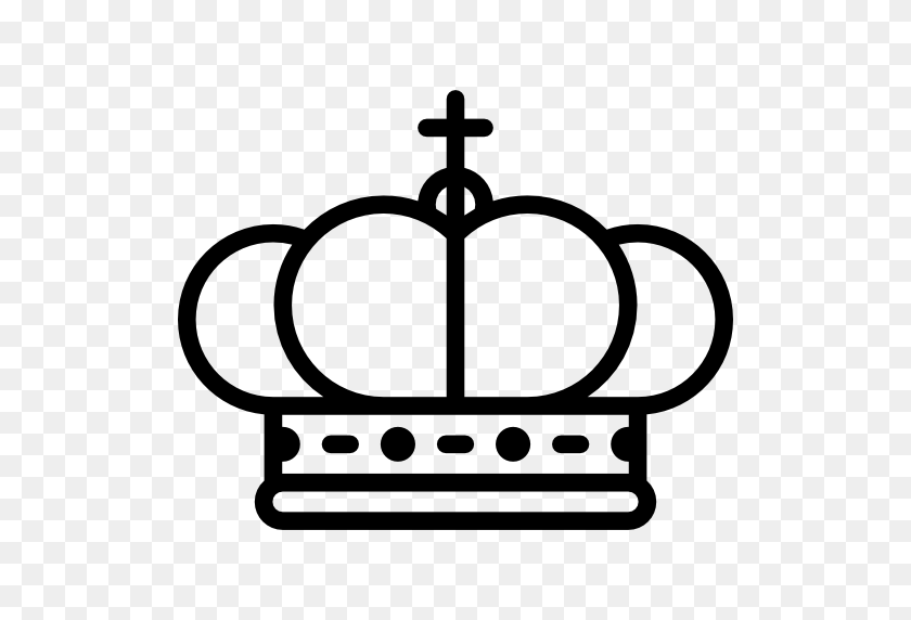 512x512 Монархия, Король, Королева, Мода, Королевская Корона, Значок Шахматной Фигуры - Черно-Белый Клипарт King Crown