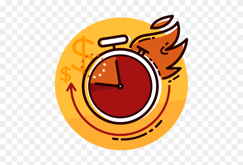 512x512 Money Burn Rate Clock Icon - Burn PNG