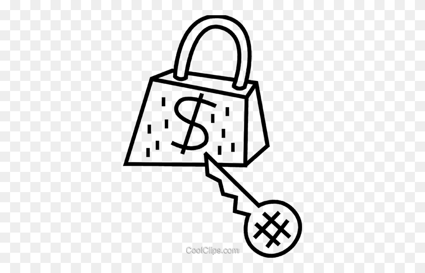 354x480 Money Lock And House Key Royalty Free Vector Clip Art Illustration - Lock Clipart Black And White