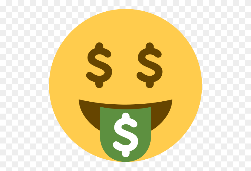 512x512 El Dinero De La Boca De La Cara De Emoji - Cara De Dinero Emoji Png