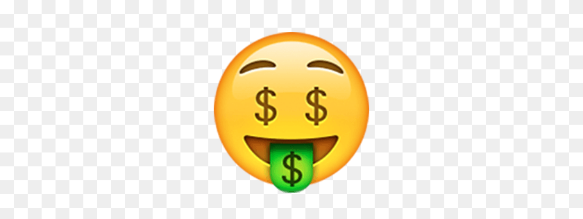 256x256 Money Mouth Face Emoji For Facebook, Email Sms Id Emoji - Money Face Emoji PNG