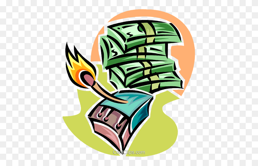 431x480 Money To Burn Royalty Free Vector Clip Art Illustration - Burn Clipart