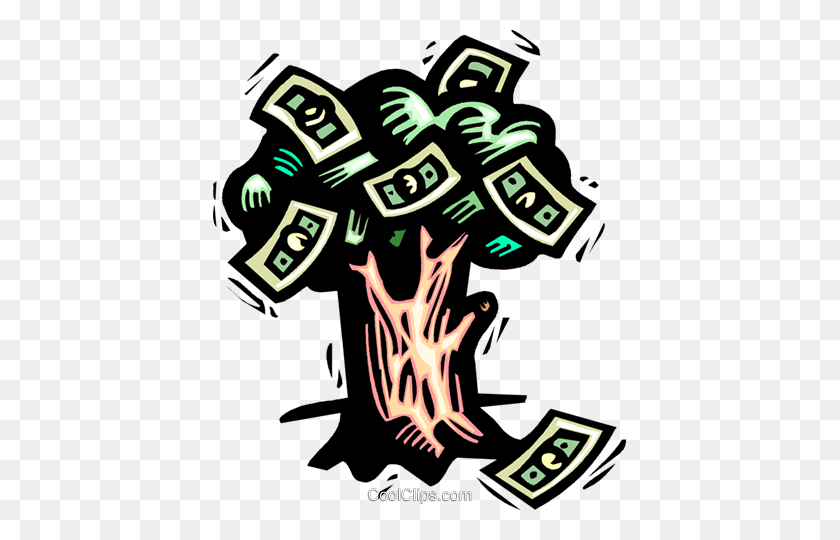 413x480 Money Tree Royalty Free Vector Clip Art Illustration - Money Tree Clipart