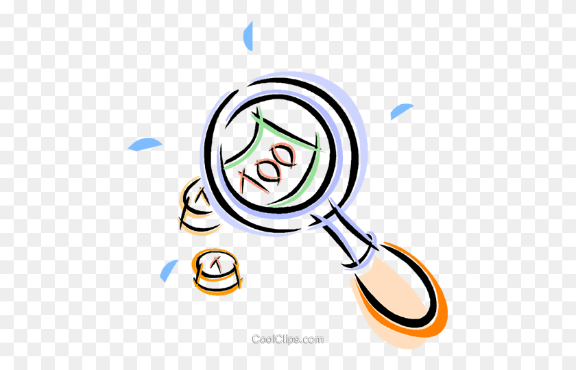 467x480 Money Under The Magnifying Glass Royalty Free Vector Clip Art - Magnifying Class Clipart