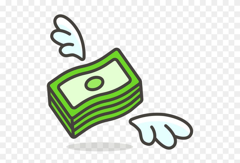 512x512 Деньги, С, Значок Крыльев Бесплатно Из Бесплатных Векторных Эмодзи - Деньги Emoji Png