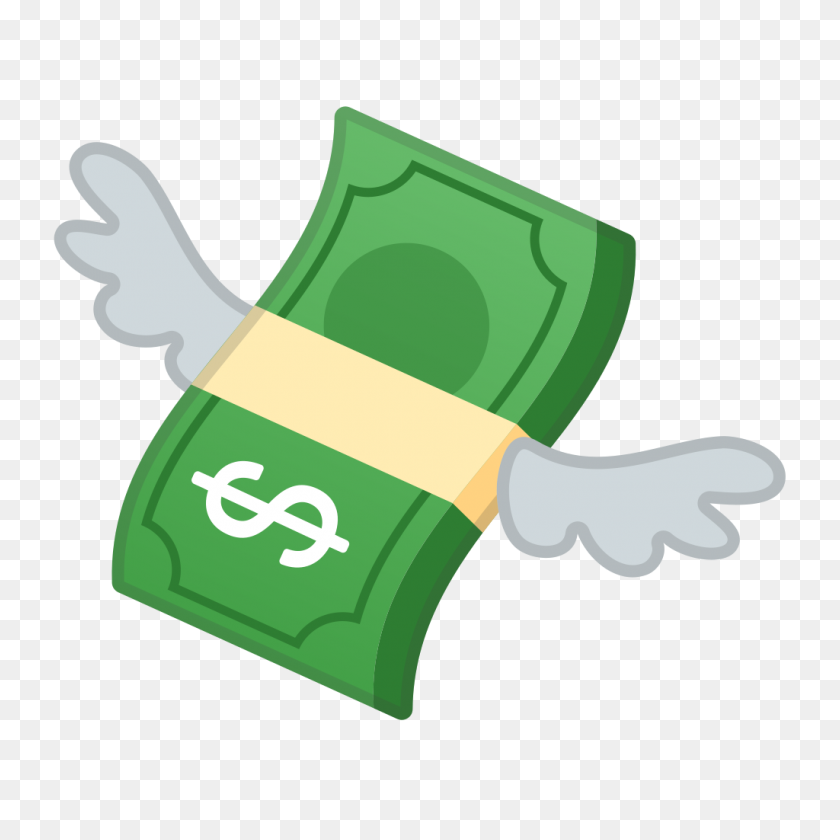 1024x1024 Значок Деньги С Крыльями Ното Набор Иконок Объектов Эмодзи Google - Деньги Мультфильм Png