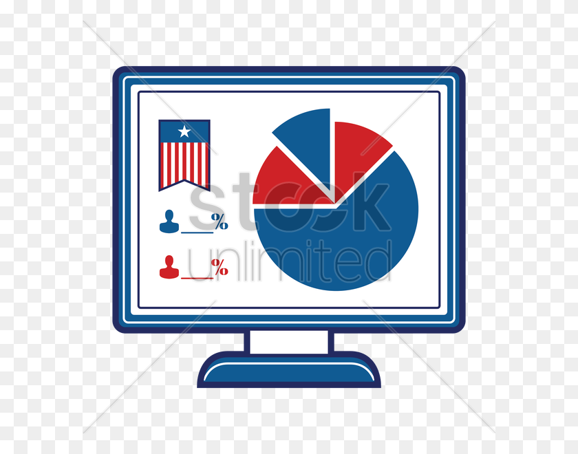 600x600 Monitor Showing Pie Chart Of Election Polls Vector Image - Poll Clipart