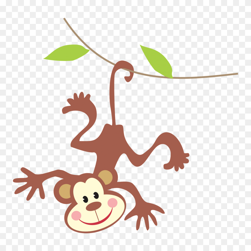 1600x1600 Monkey Border Cliparts - Monkey Hanging From A Tree Clipart