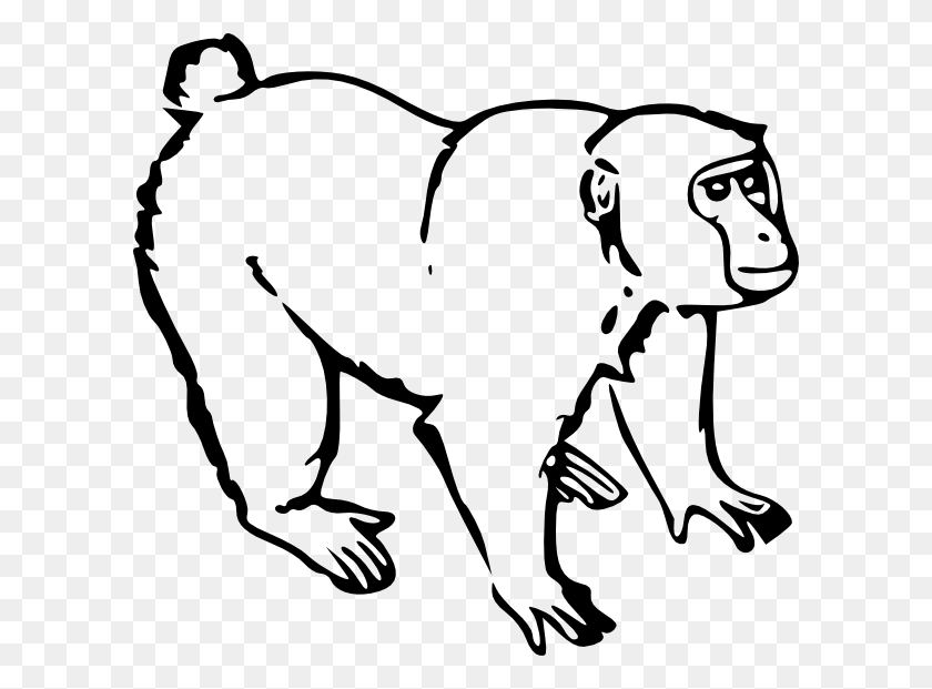600x561 Monkey Clip Art - Sloth Clipart Black And White