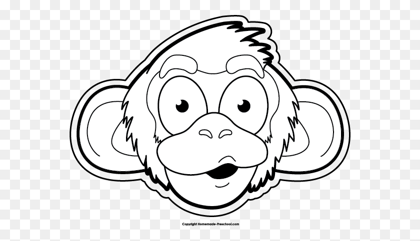 562x423 Monkey Clipart Black And White - Number 1 Clipart Black And White