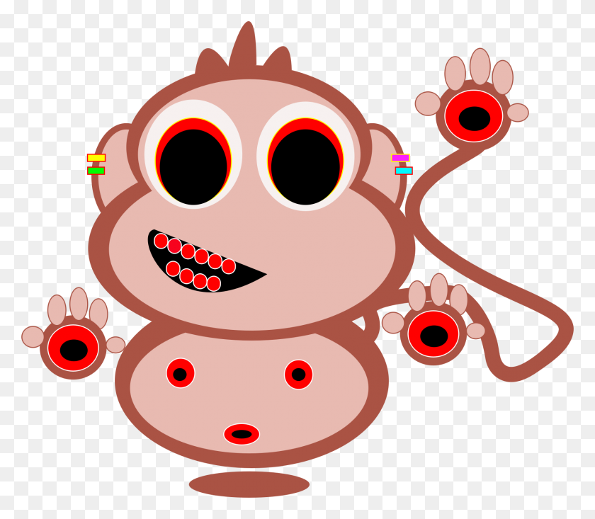 1677x1448 Monkey Clipart Red - Monkey Clipart Black And White