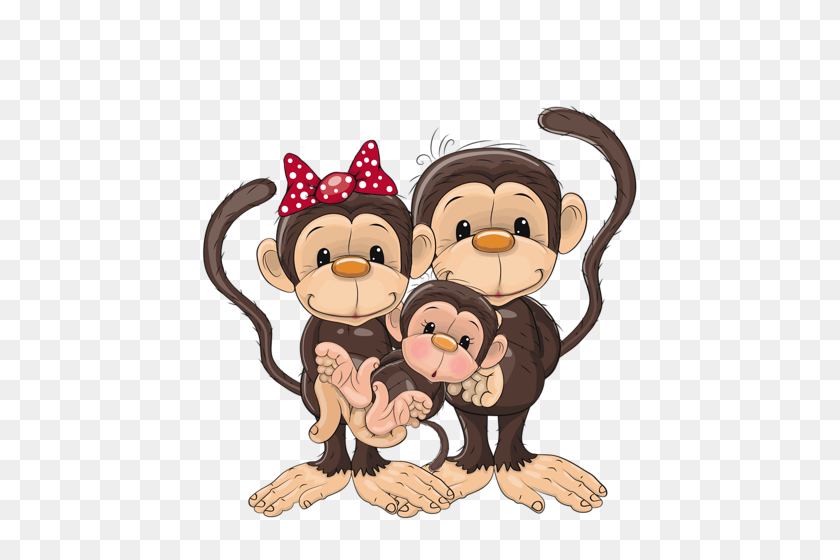 500x500 Monkey Family Monkeys Monkey, Cartoon Monkey - Bratwurst Clipart