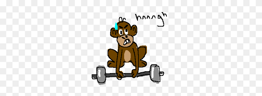 300x250 Monkey Is Too Weak To Lift Weight Bar Drawing - Weak Clipart
