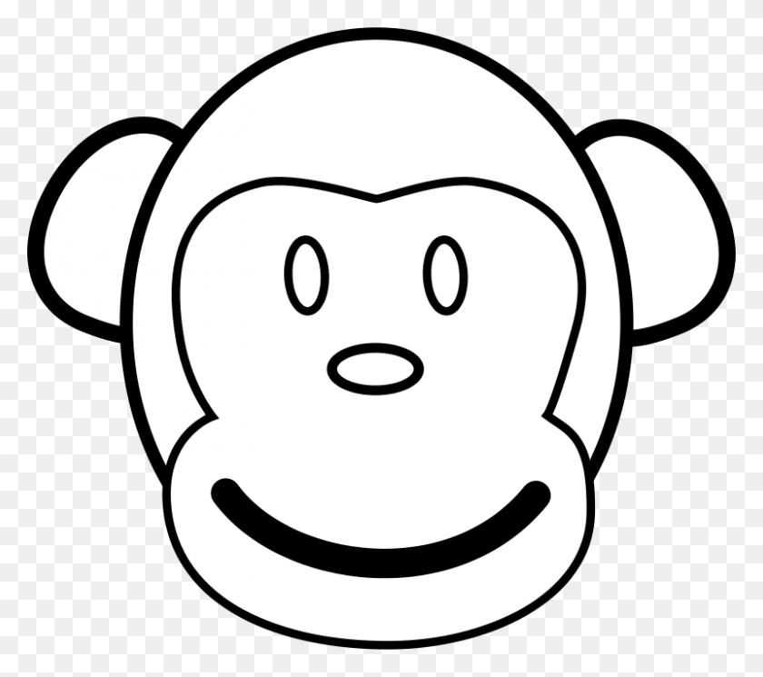 800x703 Monkey Line Art Free Vector - Thug Clipart