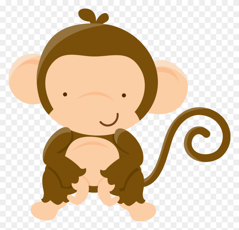 1284x1231 Monkey Safari Animals - Party Banner Clipart