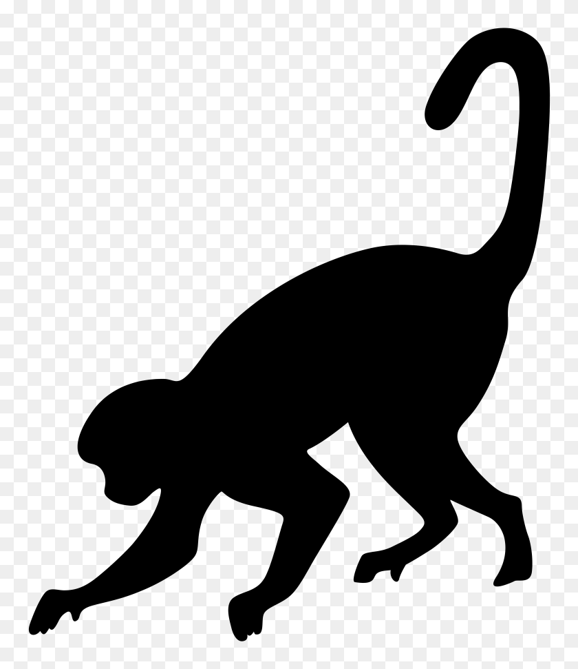 6848x8000 Monkey Silhouette Png Clip Art - Pig Silhouette PNG
