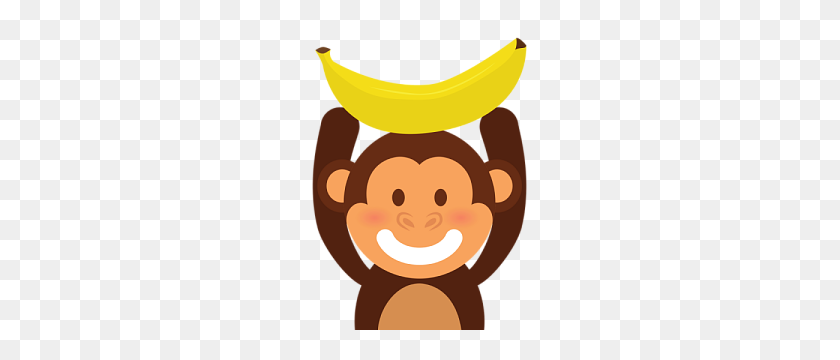 300x300 Monkey With Banana - Monkey Banana Clipart