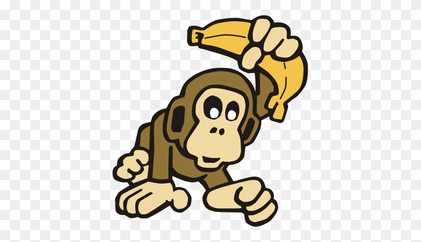 391x424 Monkey With Banana Clip Art - Bmx Clipart
