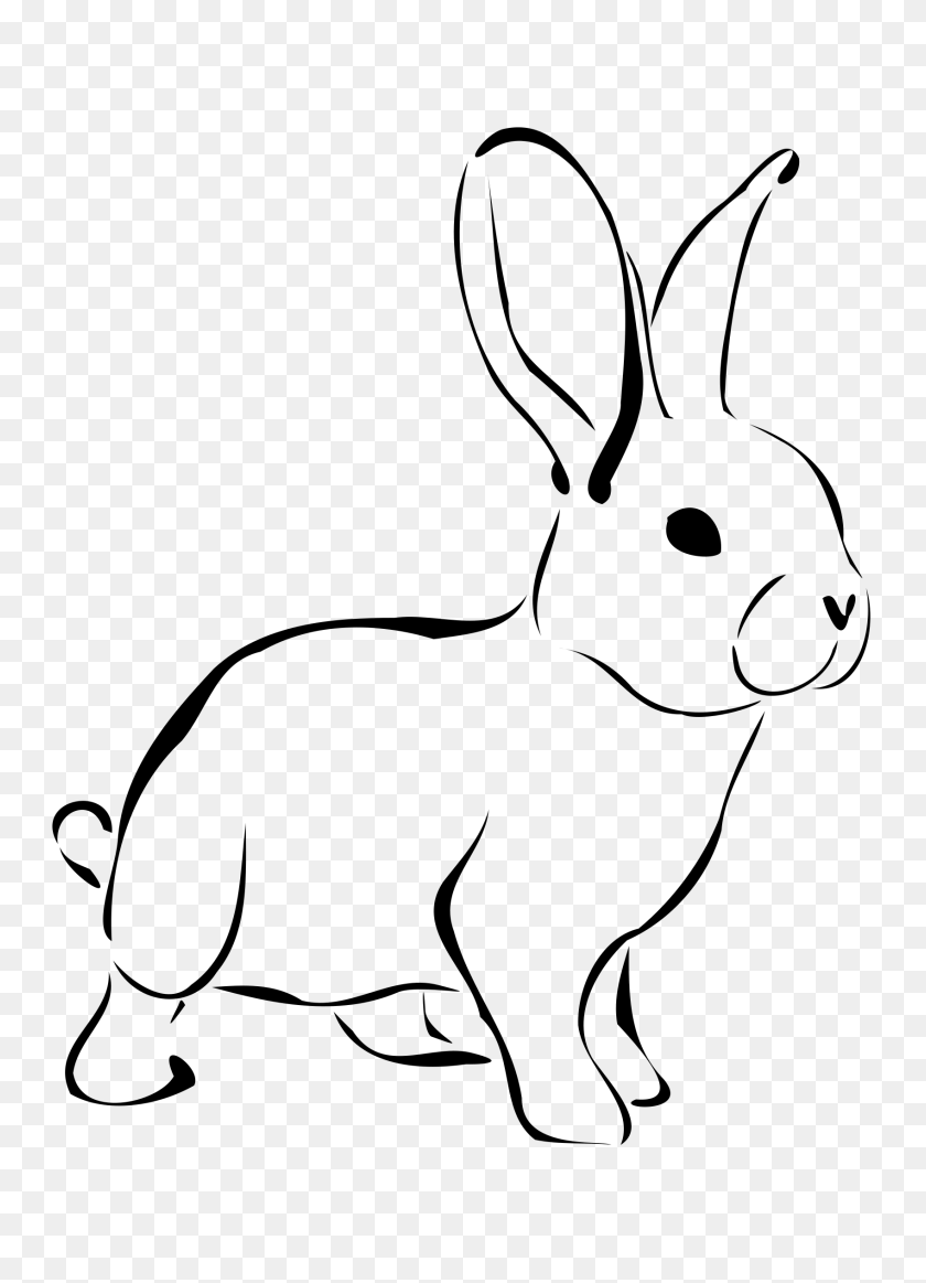 1697x2400 Monochrome Clipart Rabbit - Bunny Clipart Outline