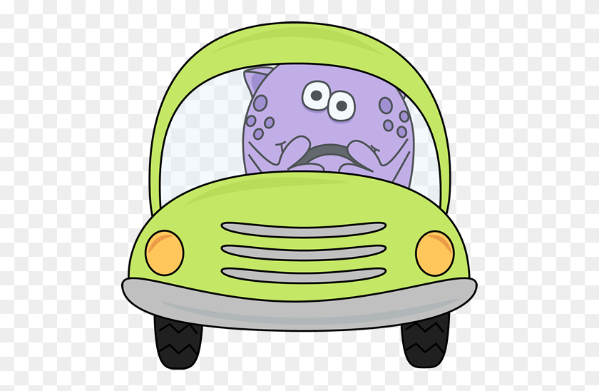 500x488 Monster Driving A Car Transportation Clip Art - Funny Car Clipart