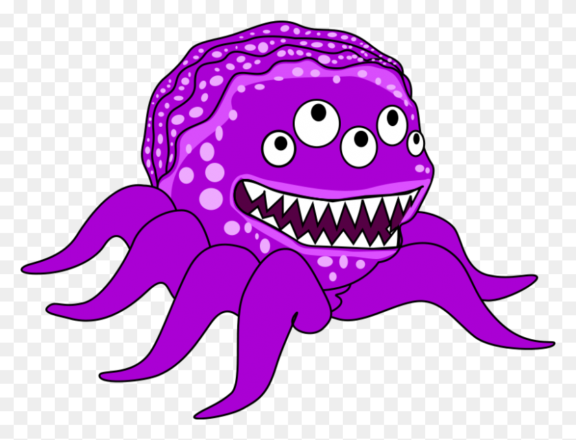 800x597 Monstruo Lindo Del Arte De Clip Bichos Monsters - Фиолетовый Осьминог Клипарт
