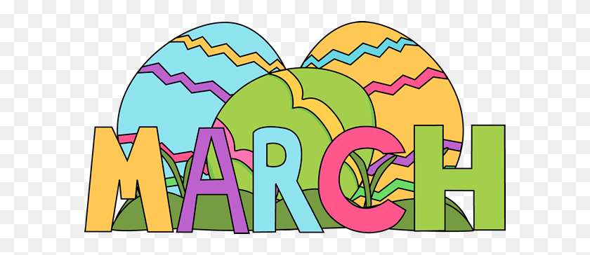 600x304 Month Of March Easter Eggs Clip Art Months March, March Month - Months Of The Year Clipart