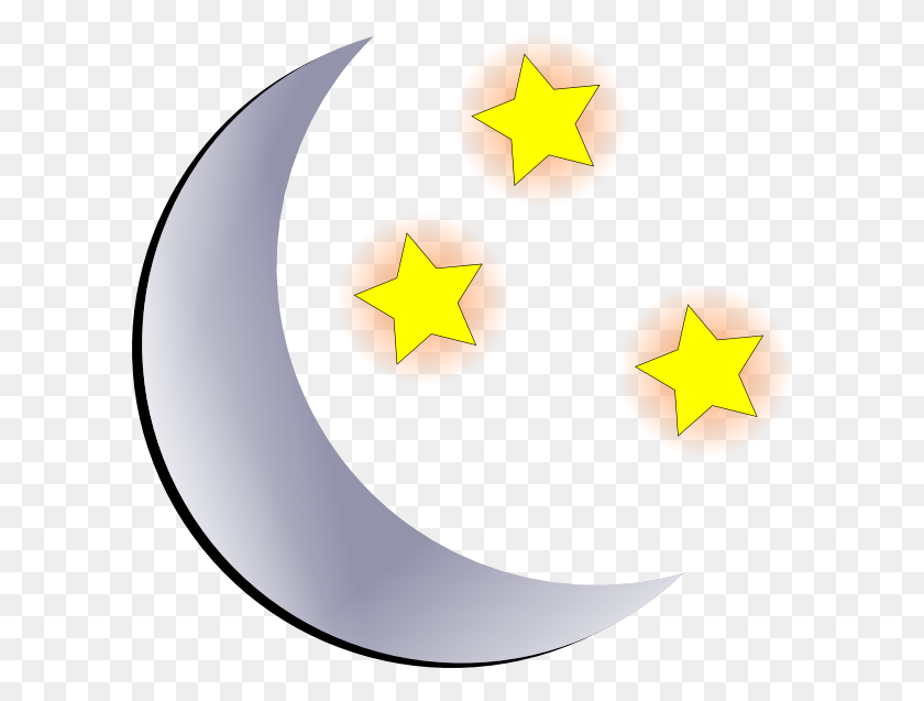600x577 Moon And Stars Clipart - Moon Vector PNG