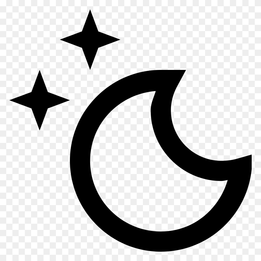 1600x1600 Moon And Stars Icon - White Star PNG