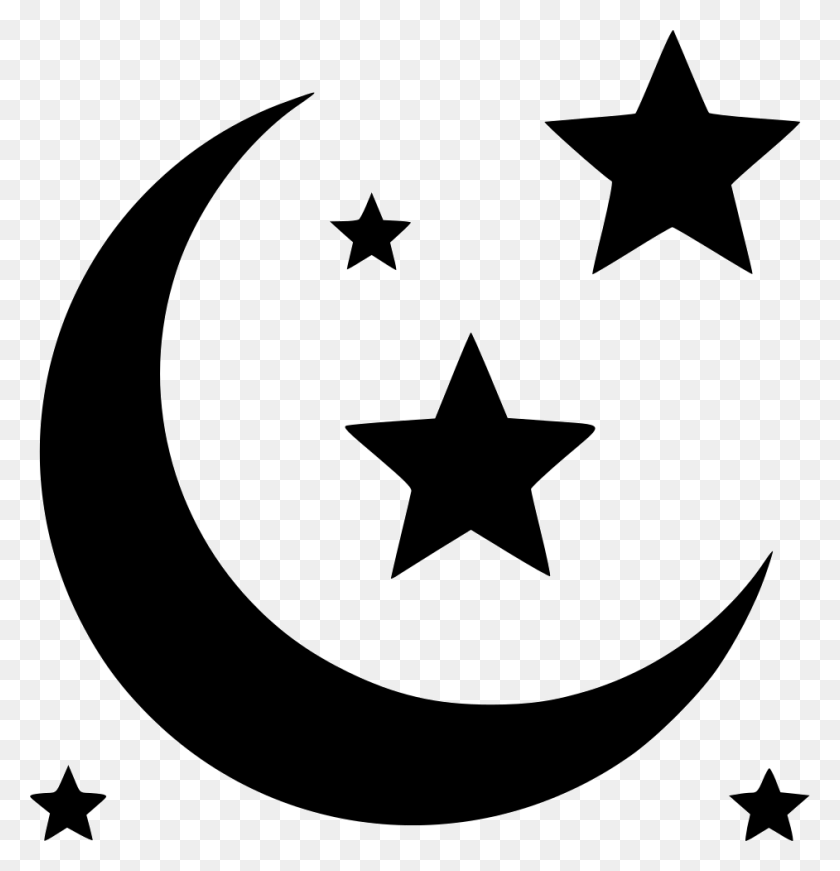 Crescent Moon And Stars SVG