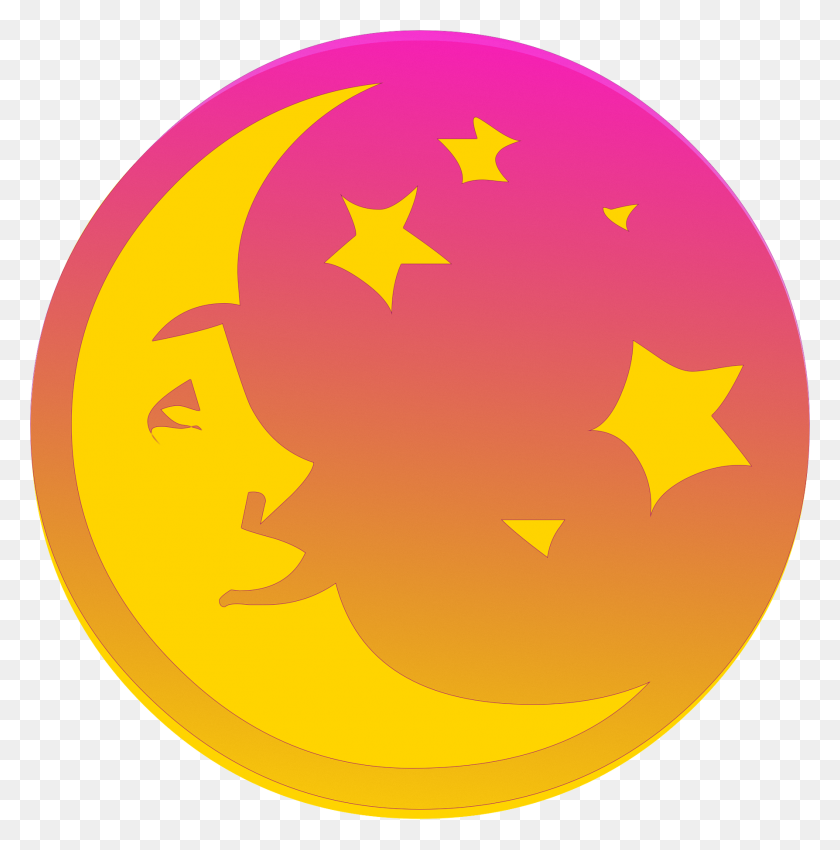 1788x1811 Moon Face And Stars Transparent Png Image - Moon And Stars PNG