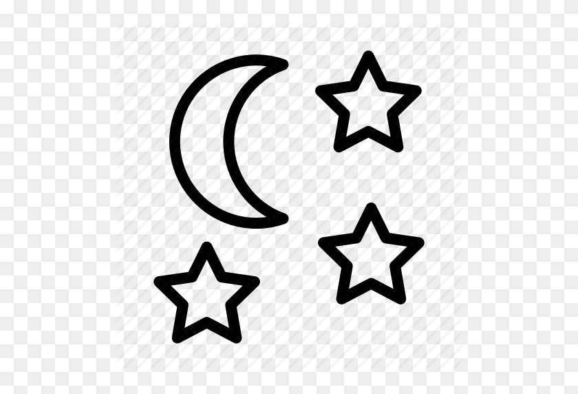 512x512 Луна, Ночь, Небо, Звездная Ночь, Звезды, Погода, Значок Прогноза Погоды - Звездная Ночь Png