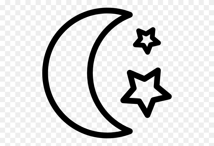 512x512 Moon Phases, Nature, Half Moon, Sleeping, Star, Moon, Stars Icon - Moon And Stars Clipart Black And White