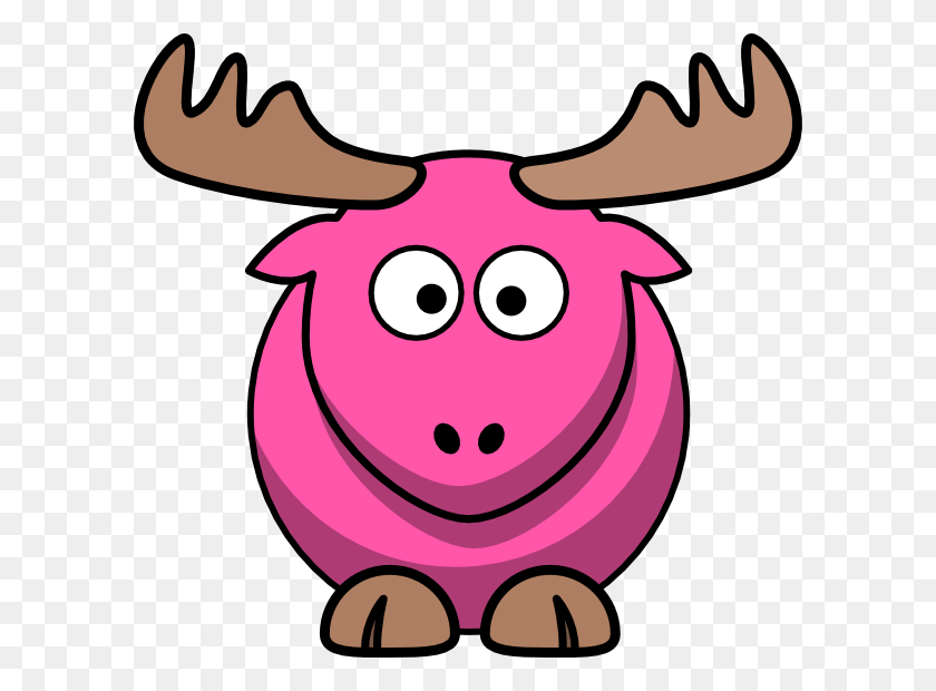 600x560 Moose Clipart Pink - Moose Head Clipart