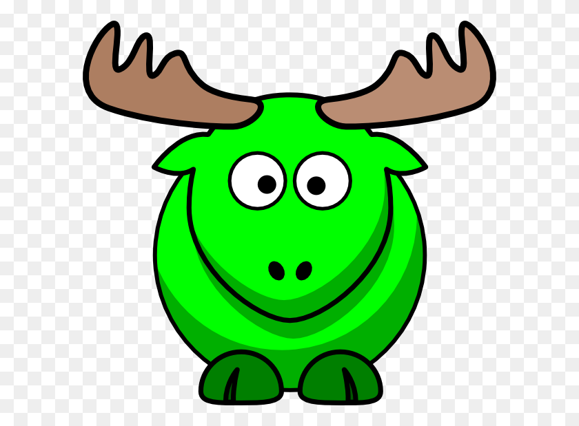 600x559 Moose Green Kids Clipart Png For Web - Moose Clipart Black And White