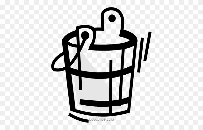 415x480 Mops And Pails Royalty Free Vector Clip Art Illustration - Mop Clipart Black And White