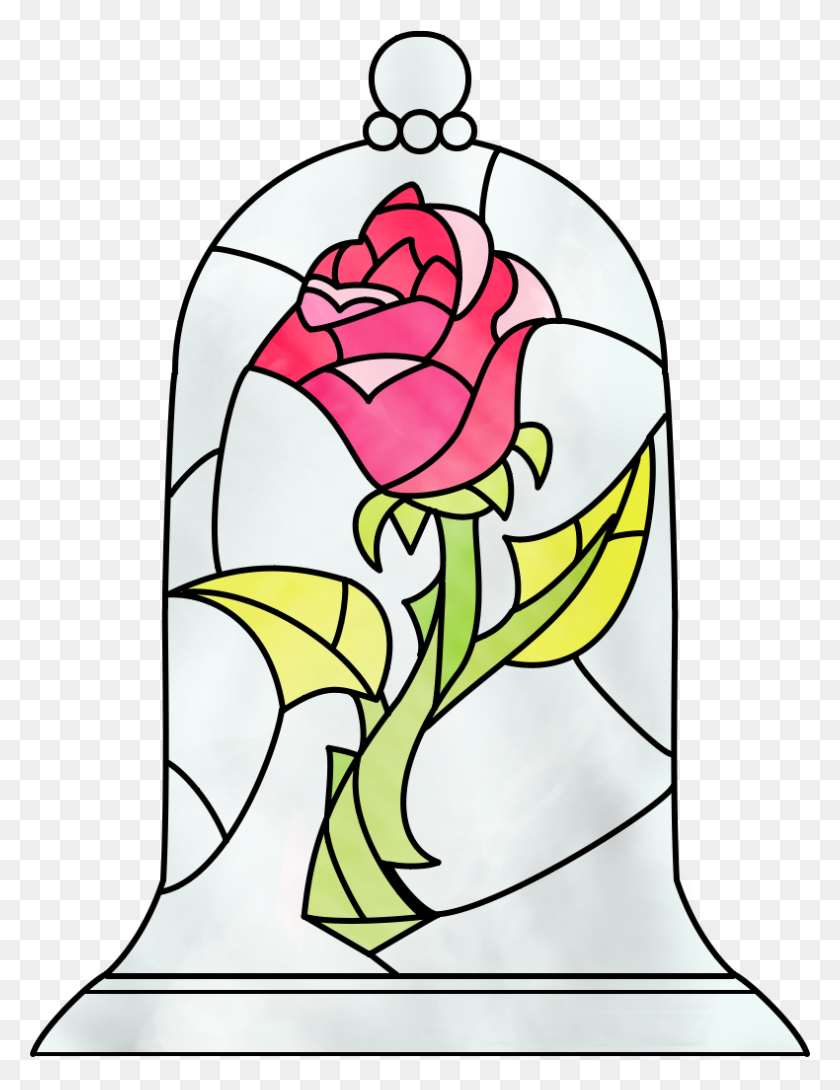 790x1044 Más Como La Bella Y La Bestia Rosa - Rosa Encantada Clipart