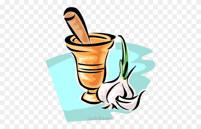 459x480 Mortar And Pestle With Garlic Royalty Free Vector Clip Art - Iced Coffee Clipart