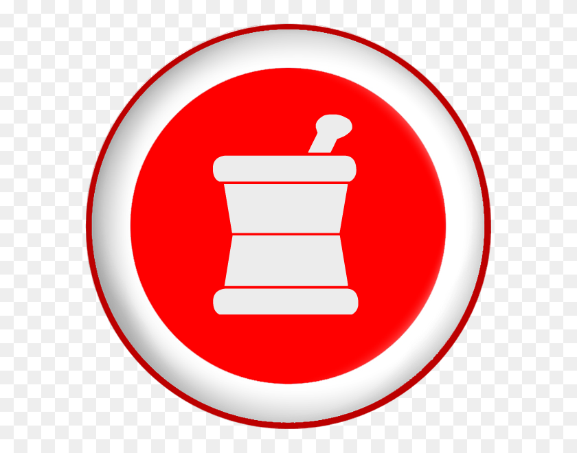 600x600 Mortar Pestle Pharmacy Symbol Red Button Clipart Image - Pharmacy Clipart